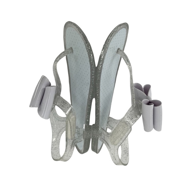 Wonder Nation Clear Silver Glitter Bow Lucite Sandals Size 9 Girl’s - Picture 3 of 5